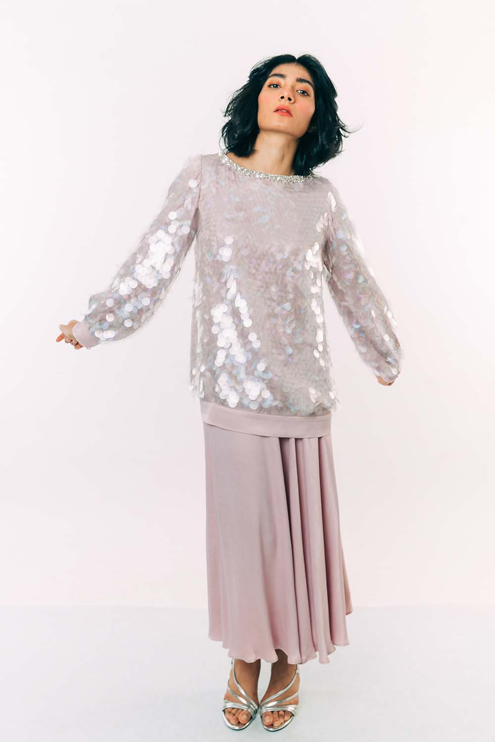 Lilac Embroidered Sequin Jumper