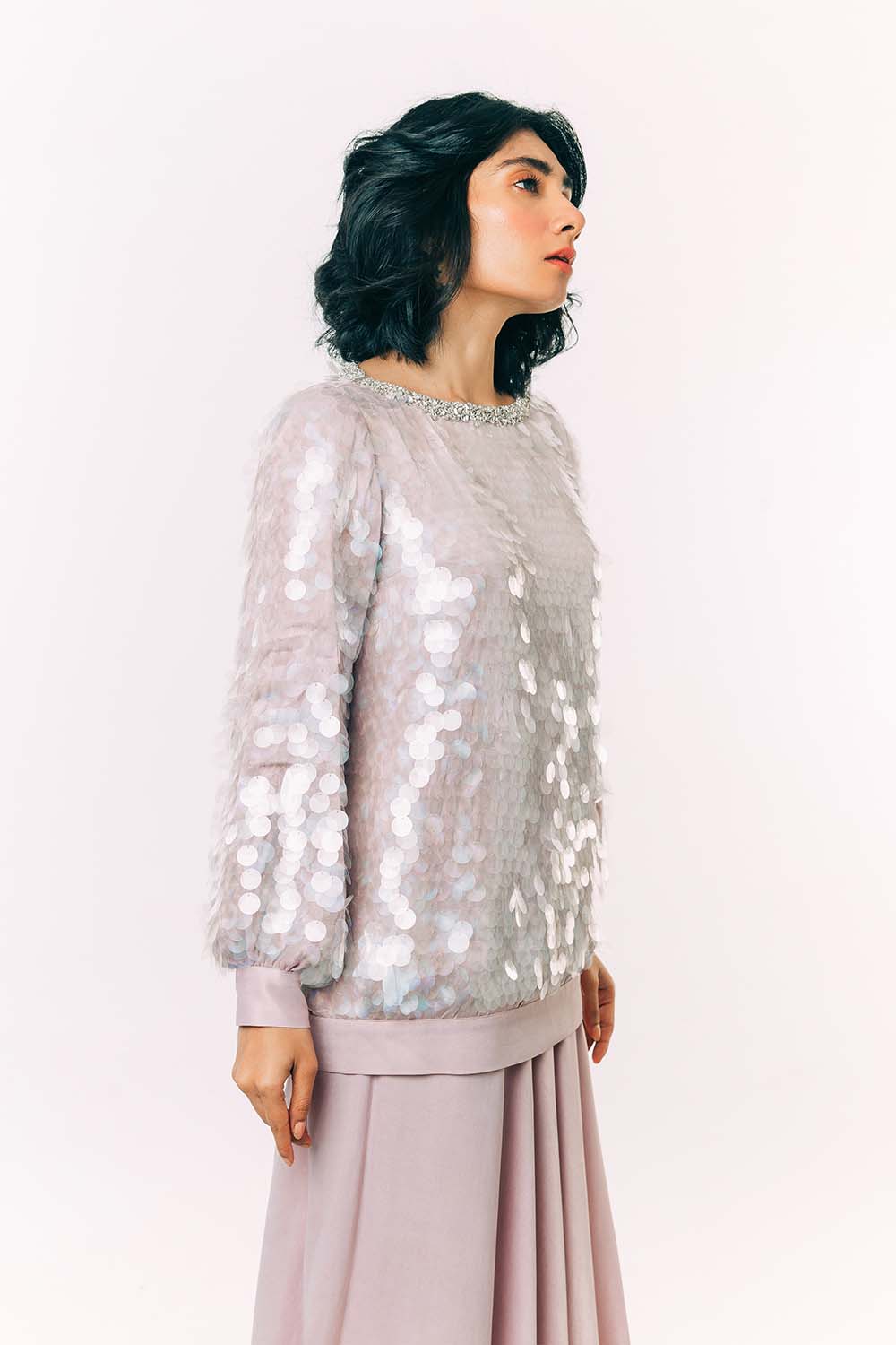 Lilac Embroidered Sequin Jumper