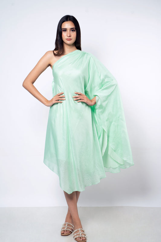 Green One Shoulder Dress