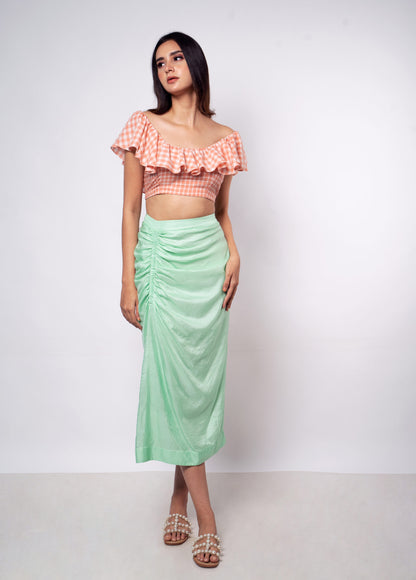 Green Gathered Skirt