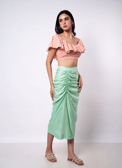 Green Gathered Skirt